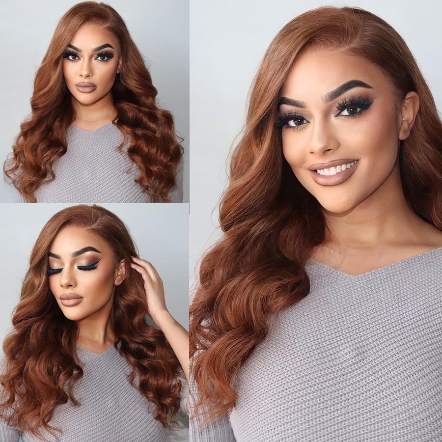 Chestnut Brown Body Wave Human Hair Wigs 13x4 Lace Front Colored Wig For Black Women-Amanda Hair
