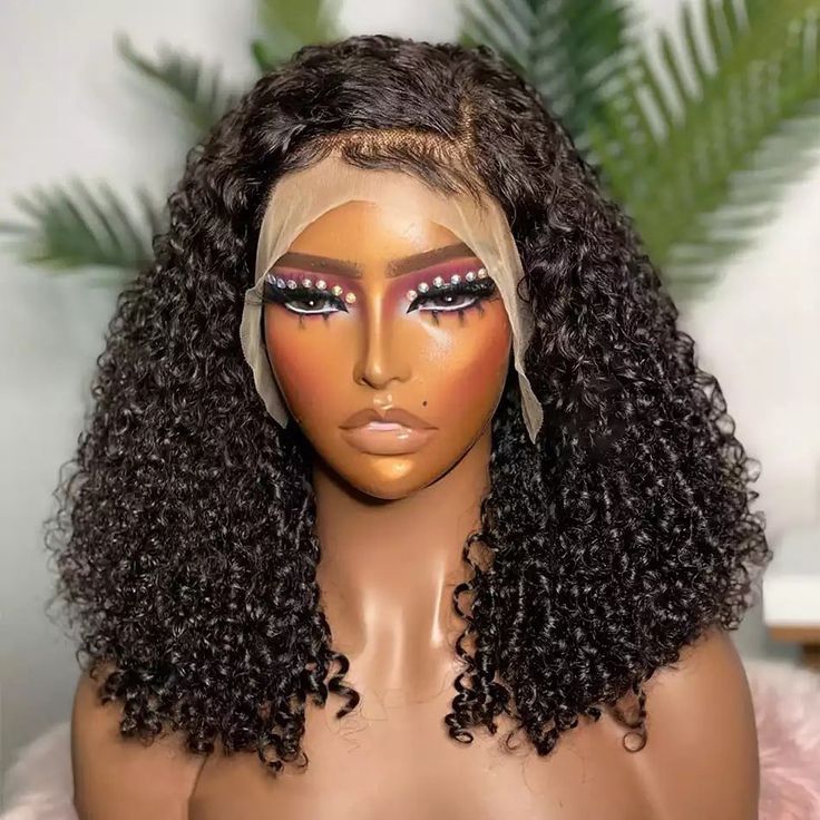Thick Kinky Curly Human Hair Wigs Fluffy Curly Hair Lace Closure Wig-Amanda Hair