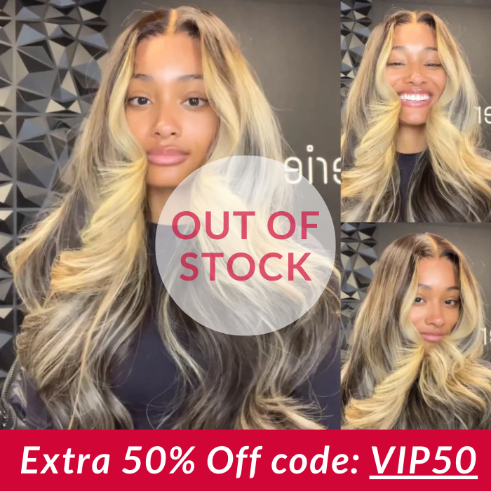 Extra 50% Off | Highlihgt Blonde Color Loose Wave Transparent Glueless Lace Wig For Women