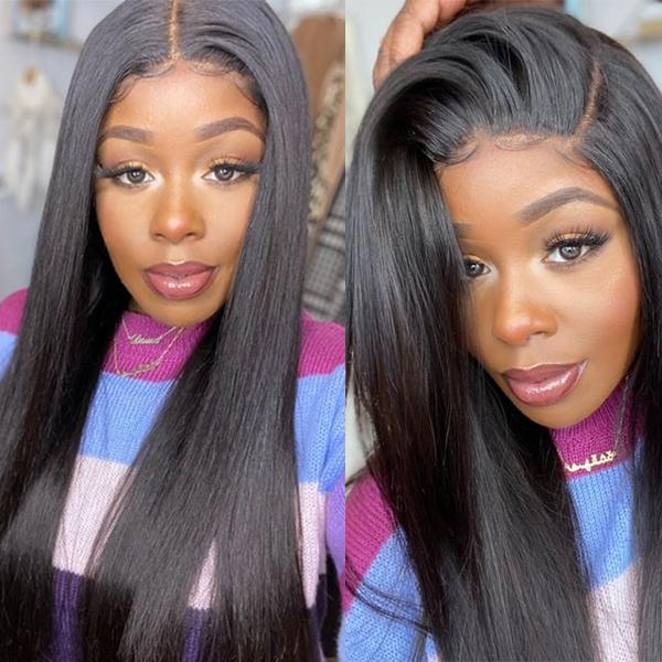 Bone Straight Hair 4*4 Closure Wig Human Hair Lace Wigs Pre Plucked Natural Hairline-Amanda Hair