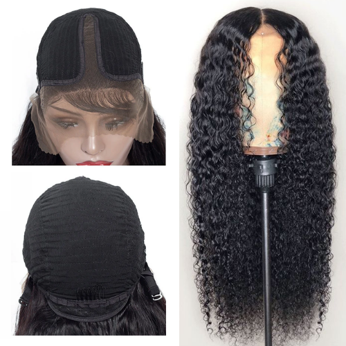 Pre Plucked 180% Density Long Curly Hair T Part Lace Front Human Hair Wig Bleached Knots - Amanda Hair