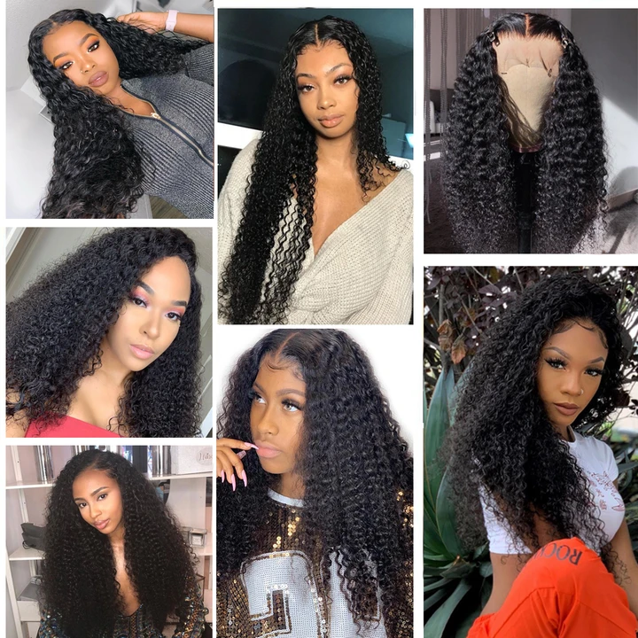 Pre Plucked 180% Density Long Curly Hair T Part Lace Front Human Hair Wig Bleached Knots - Amanda Hair