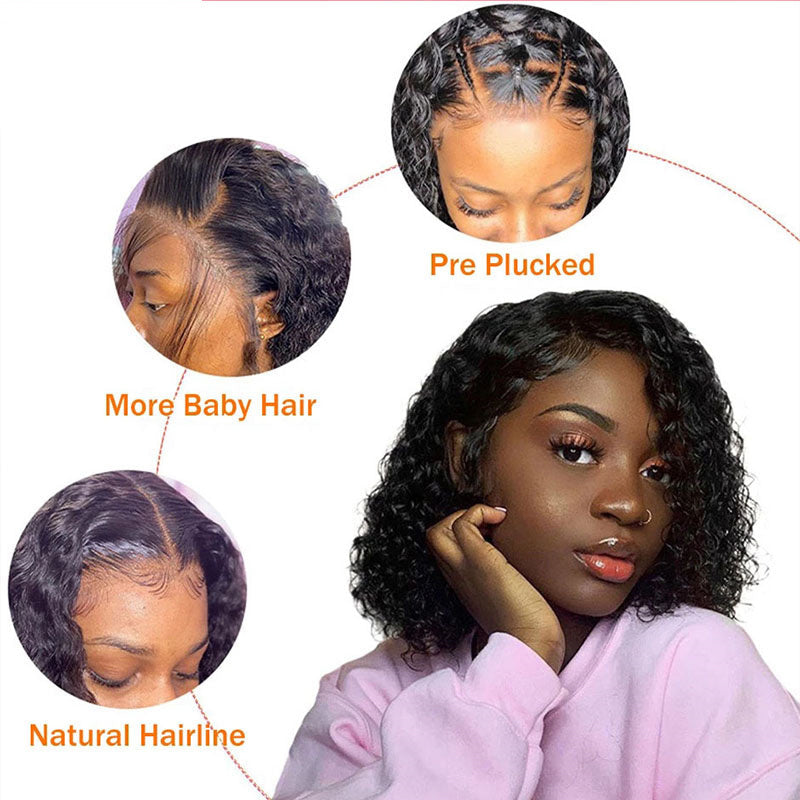 Curly Pixie Cut Wig Short Lace Front Human Hair Wigs For Black Women Brazilian T part Curly Bob Wigs -Amanda Hair
