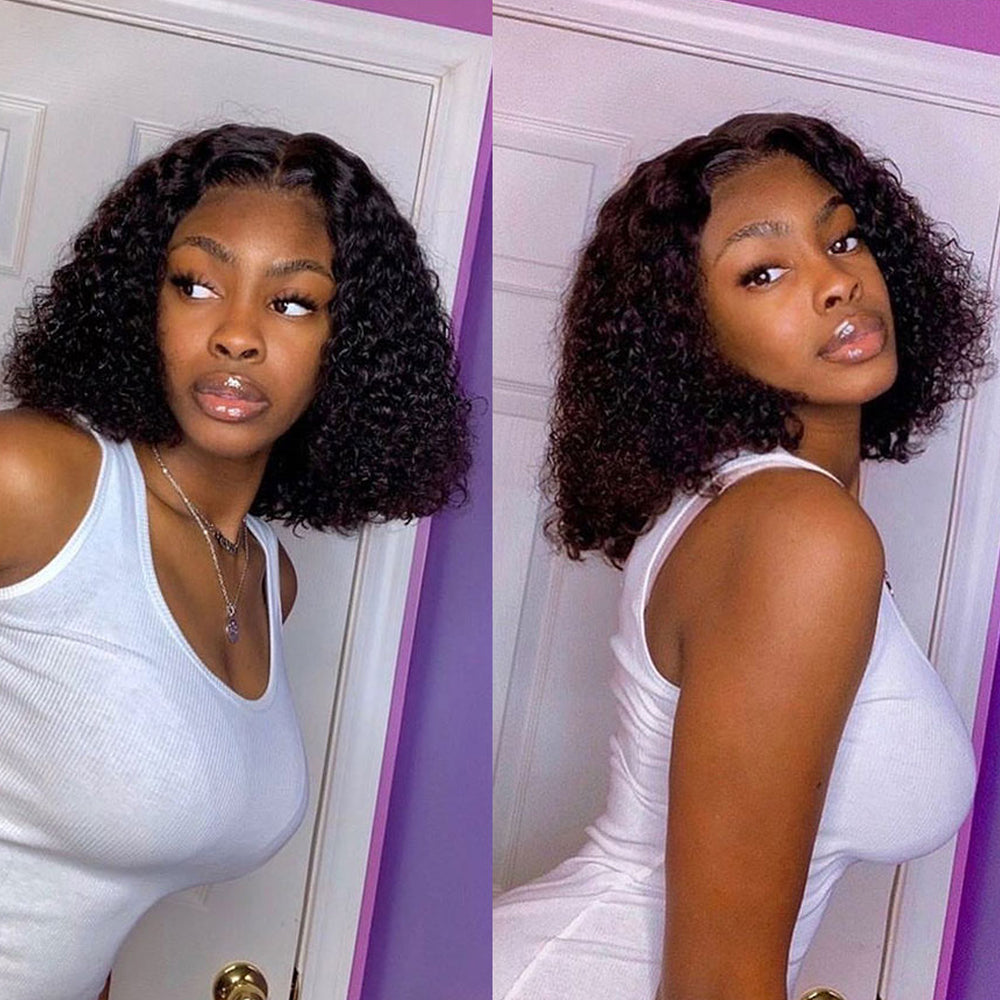 Curly Pixie Cut Wig Short Lace Front Human Hair Wigs For Black Women Brazilian T part Curly Bob Wigs -Amanda Hair