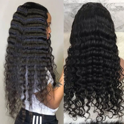 Loose Deep Wave 180% Density Middle Part Lace Front Human Hair Wigs T Type Lace Remy Hair Wigs - Amanda Hair