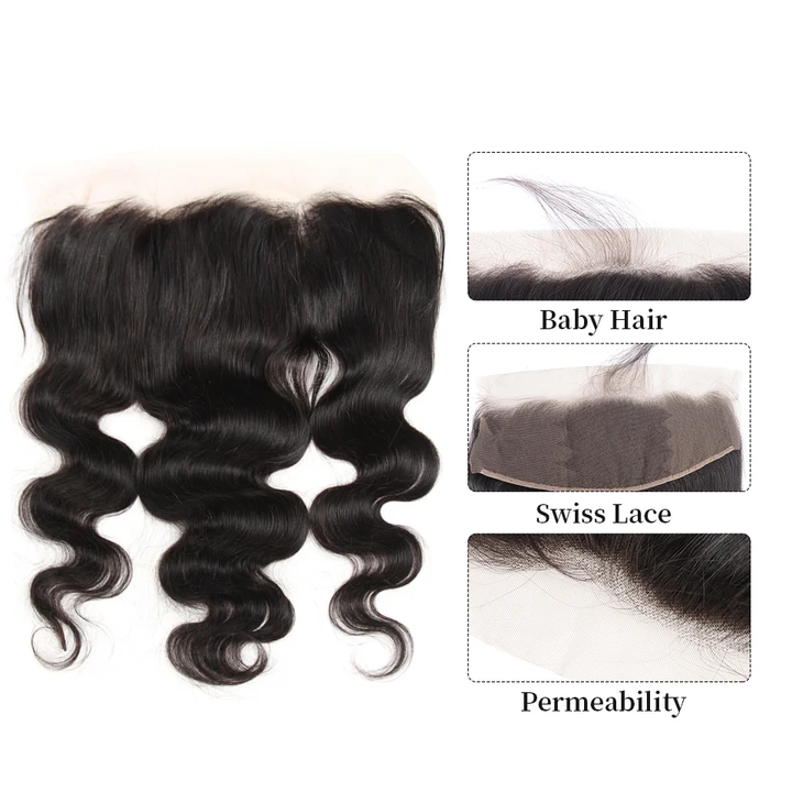 Amanda Brazilian Body Wave Free/Middle/Three Part 100% Remi Human Hair Lace Frontal 1 Piece
