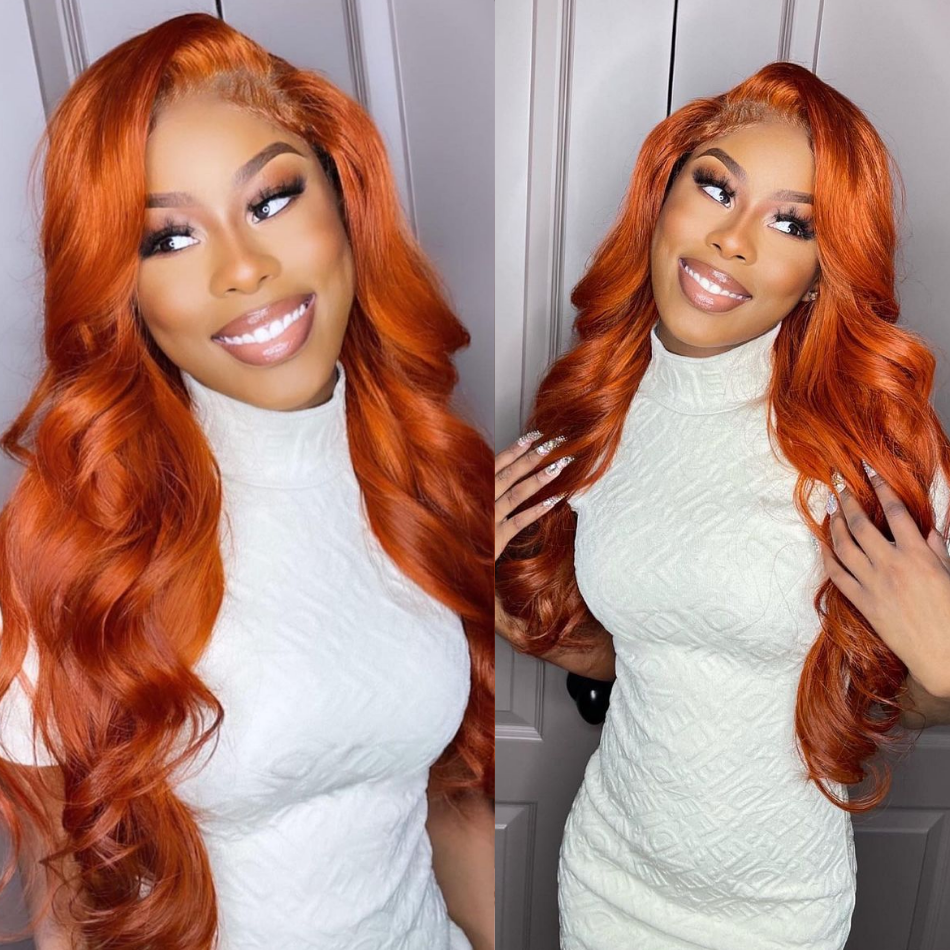 Orange Ginger Colored Body Wave 13x4 Lace Front Wigs  4*4 Lace Closure Wigs  With Baby Hair 150% Density-Amanda Hair