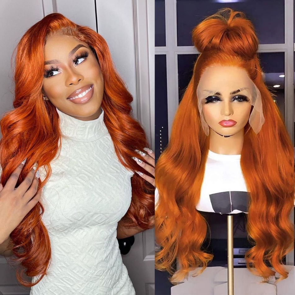 Orange Ginger Colored Body Wave 13x4 Lace Front Wigs  4*4 Lace Closure Wigs  With Baby Hair 150% Density-Amanda Hair