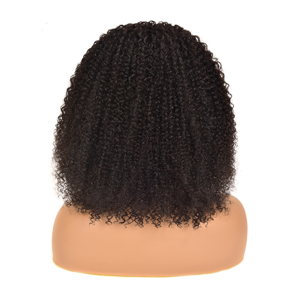 Amanda Glueless Kinky Curly Headband Human Hair Wigs Black Color Easy To Install