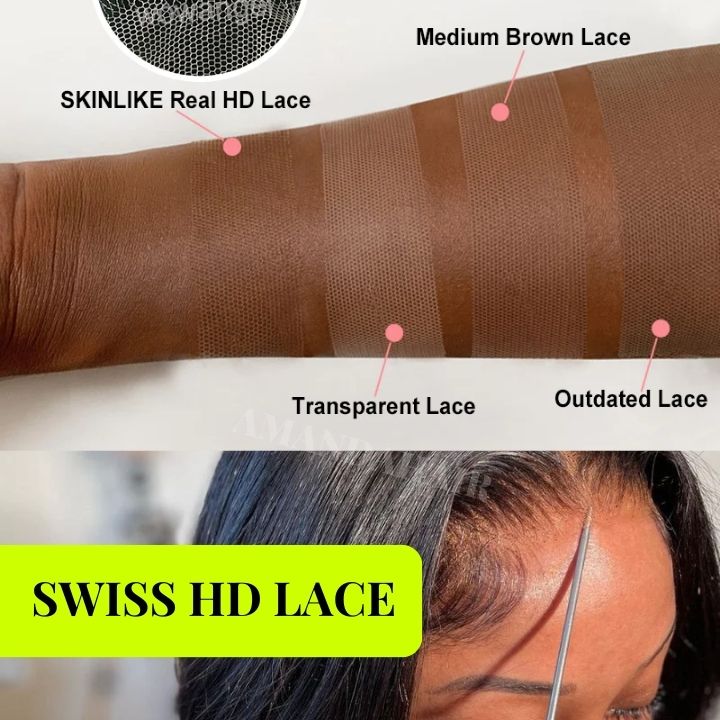 Highlight Linen 5x7 Glueless V8 Lace Wigs P16/613 Body Wave Lace Front Wigs Human Hair Undetectable Transparent HD with Deep Hairline Free Part C Type Hairstyle