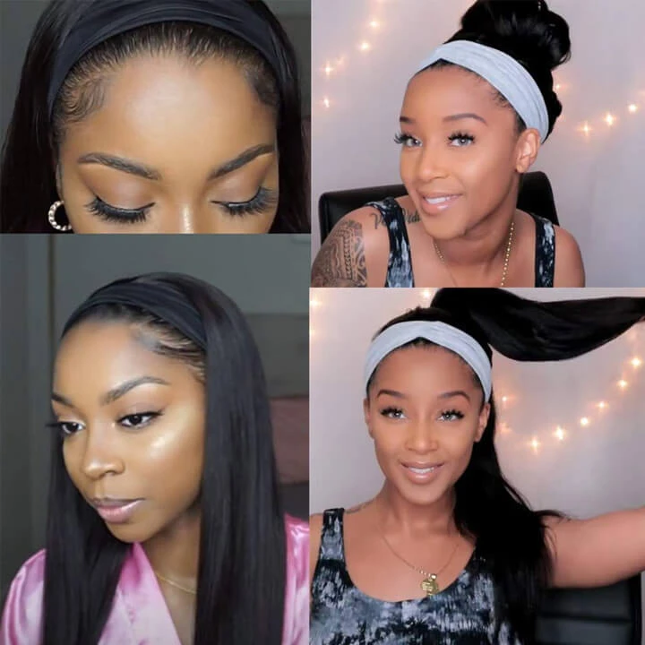 Brazilian Straight Hair Headband Bob Wig Glueless Short Human Hair Blunt Cut Wigs-Amanda Hair