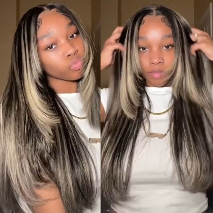 Extra 38% Off Clearance Glueless Layered Haircut Lace Closure Straight Wigs Silky Human Hair Wigs Throw On & Go Workout Wigs