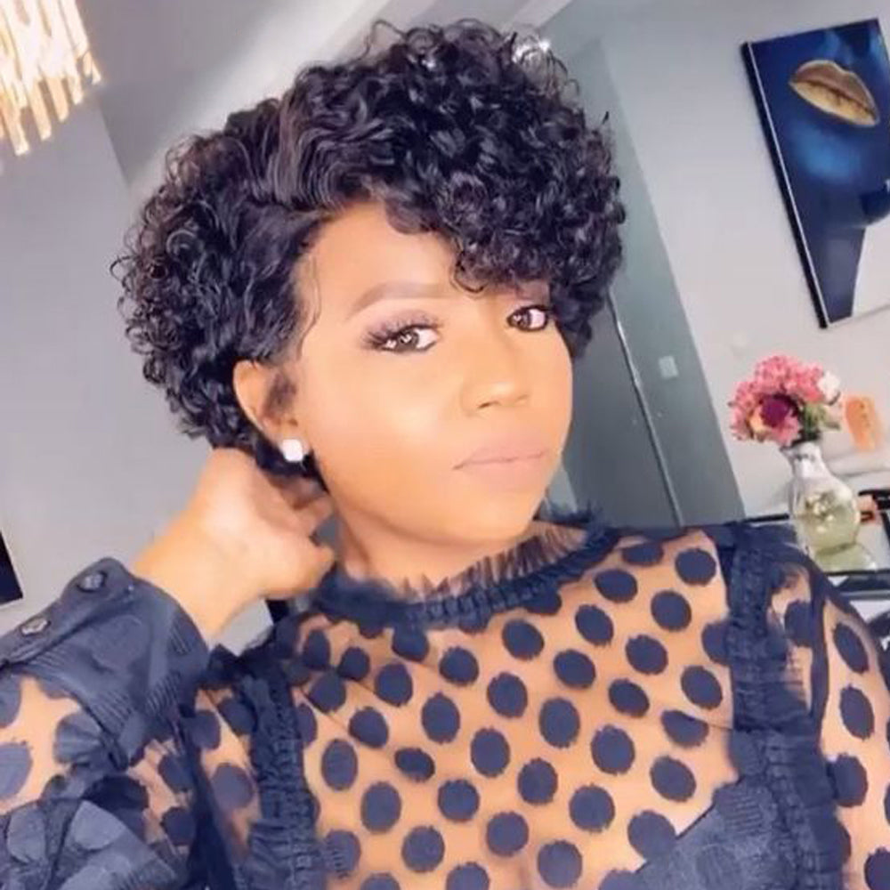 Pixie Cut Wig Human Hair Short Curly 13*4 Pixie Lace Front Wigs-Amanda Hair
