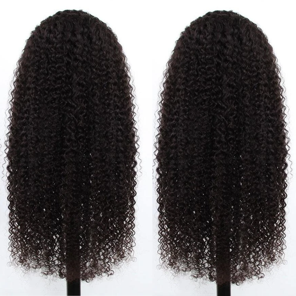 Human Hair Kinky Curly Wig 180%/150% Density 4*4 Lace Closure Wig Natural Black Color-Amanda Hair