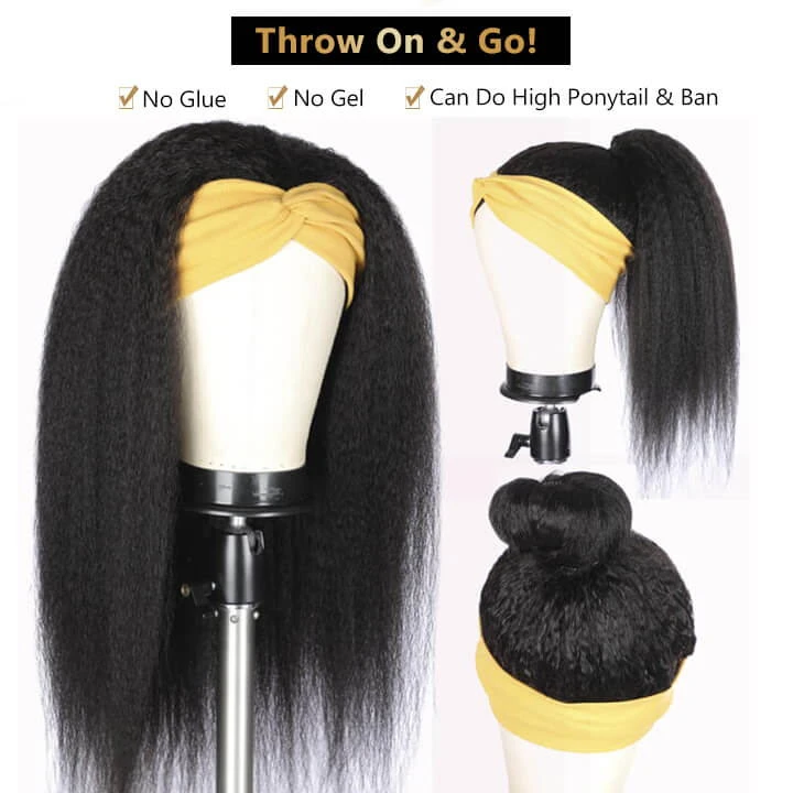 Flash Sale: Save $100, 48 Hour Only, Glueless Kinky Straight Best Headband Wig Amanda Hair