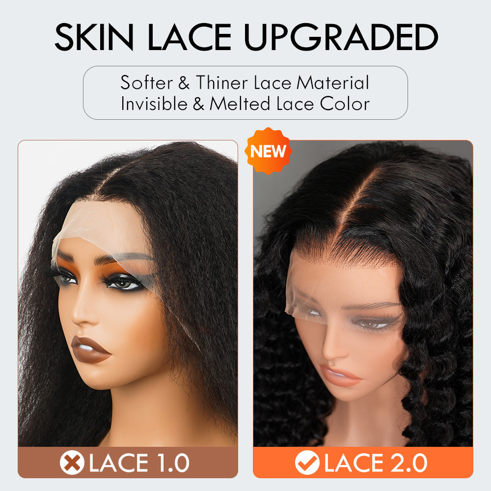 300% Density Bold Bounce Glueless Water Wave 13*4 HD Lace Front Wigs Transparent Lace Color Wig Plucked Hairline-Amanda Hair