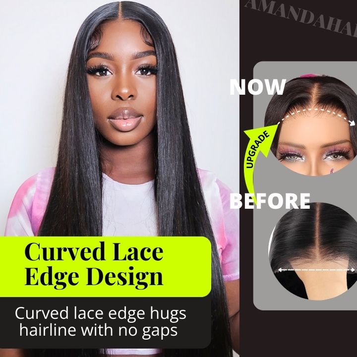 Amanda Hair Long Sikly Straight Undetectable HD Glueless v8  Lace Closure 5x7 Wigs with Deep Hairline Free Part Hairstyle