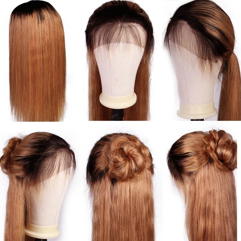 Amanda Pre Plucked 1B/30 Ombre Blonde Color Straight Human Hair 13x4 Lace Front Wigs 150% Desnsity