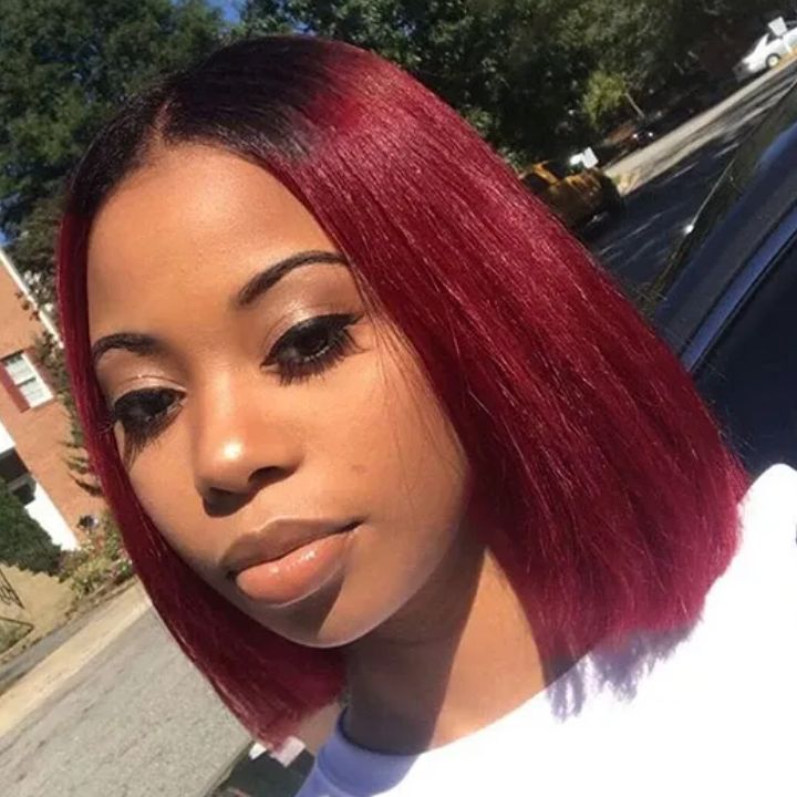 Flash Sale: Glueless Ombre T1b/99j Burgundy Straight Short Bob Wig-Amanda Hair