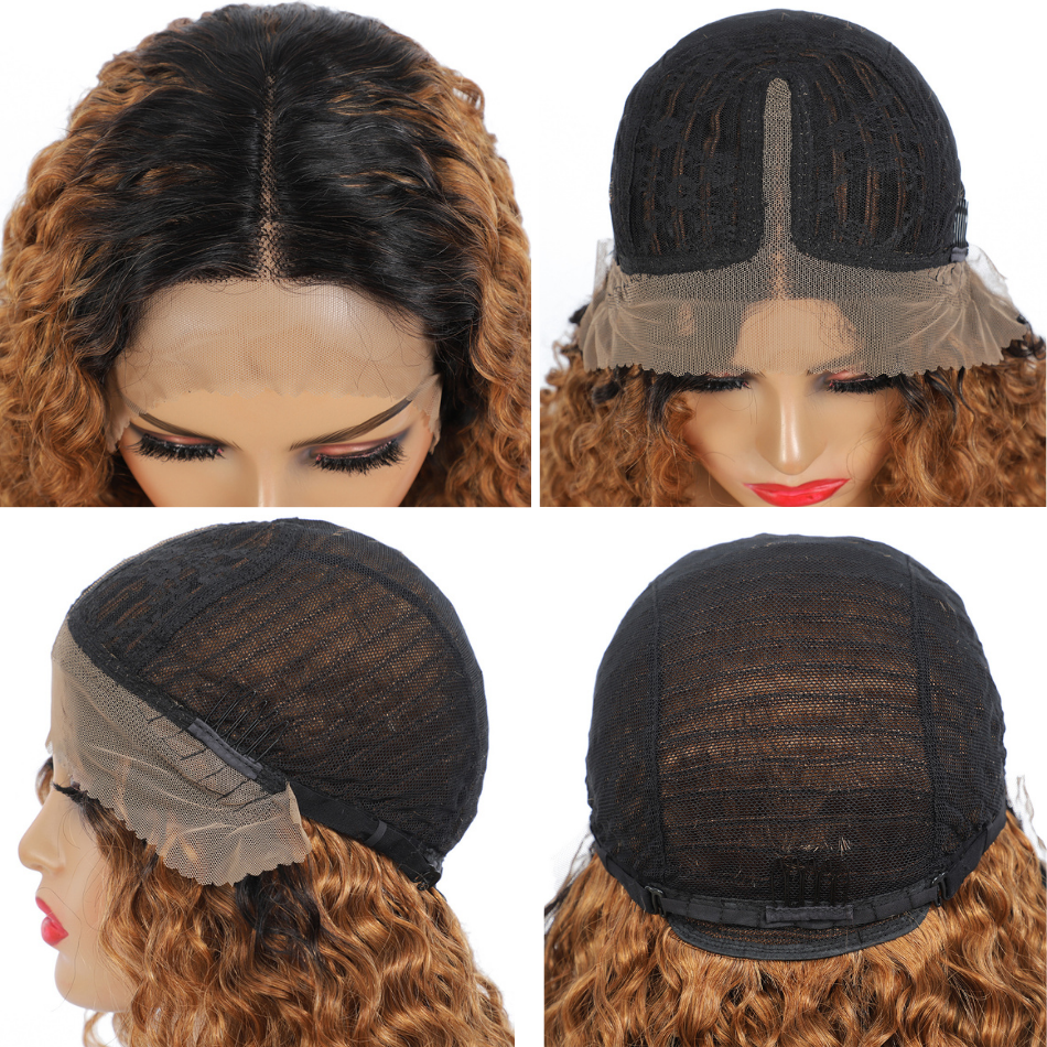 Jerry Curly Ombre Honey Blonde T1b/30 Color Lace Front T Part Wigs - Amanda Hair