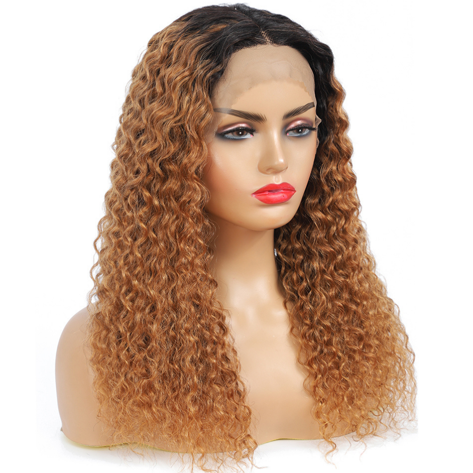 Jerry Curly Ombre Honey Blonde T1b/30 Color Lace Front T Part Wigs - Amanda Hair