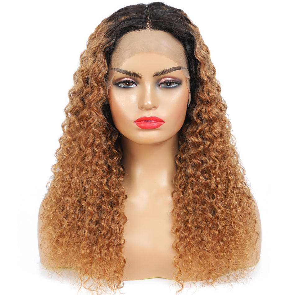 Jerry Curly Ombre Honey Blonde T1b/30 Color Lace Front T Part Wigs - Amanda Hair