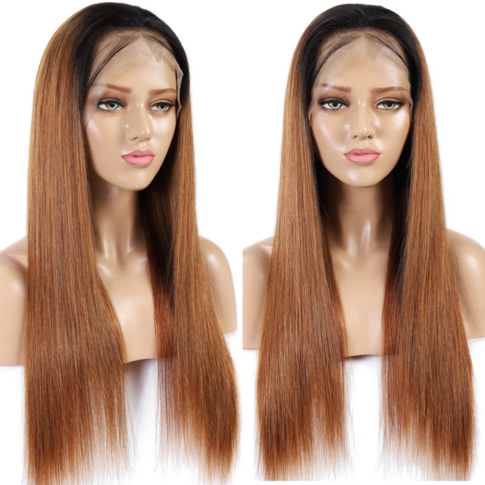 Amanda Pre Plucked 1B/30 Ombre Blonde Color Straight Human Hair 13x4 Lace Front Wigs 150% Desnsity