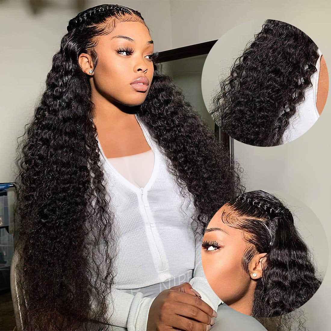 Amandahair Kinky Curly Undetectable HD Clear Lace Black Human Hair Wigs Pre Plucked Hairline