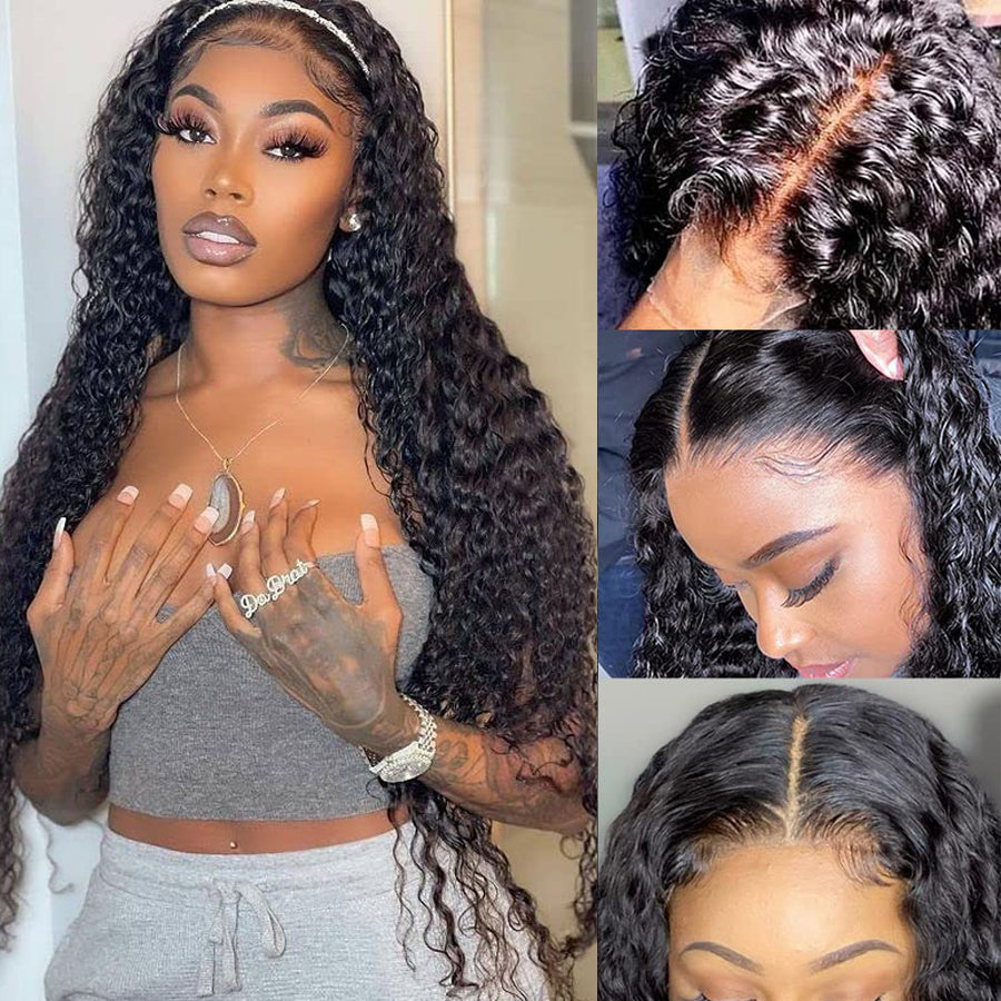 Tiktok Ashleythemogulbu  Same Wig Long Spanish Curl Wave Hair Undetectable Transparent HD Lace Black Human Hair Wigs-Amanda Hair