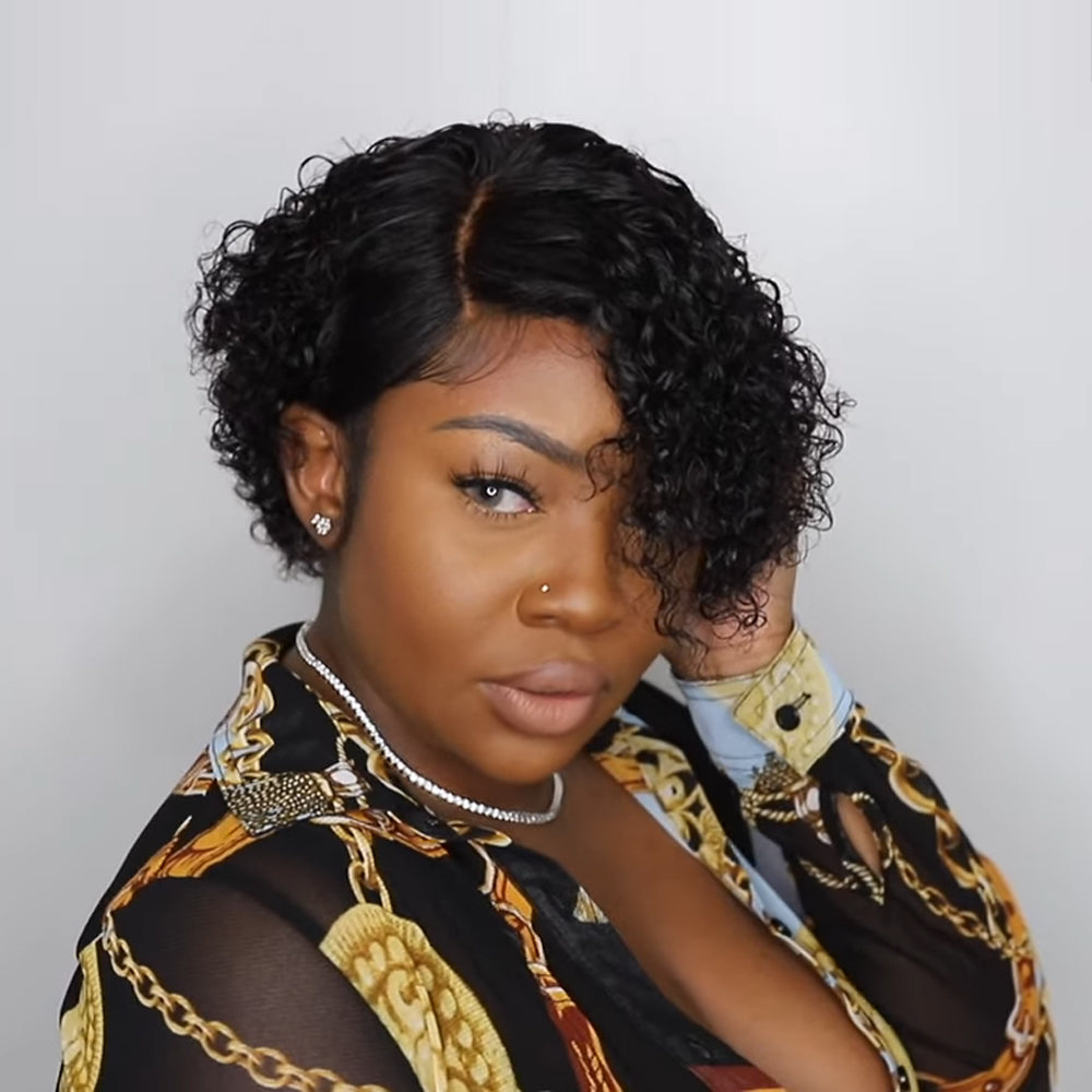 Pixie Cut Wig Human Hair Short Curly 13*4 Pixie Lace Front Wigs-Amanda Hair