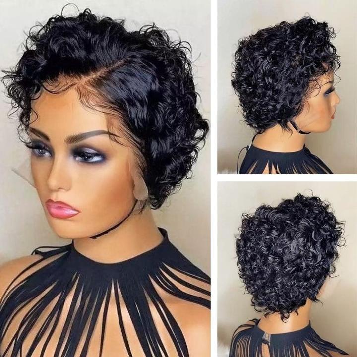 Loose Curly Pixie Cut Wig 13*4 Lace Front Short Curly Hair Bob Wigs Human Hair Pixie Wigs For Women - Amanda Hair