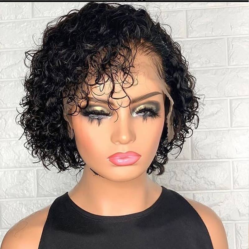Loose Curly Pixie Cut Wig 13*4 Lace Front Short Curly Hair Bob Wigs Human Hair Pixie Wigs For Women - Amanda Hair