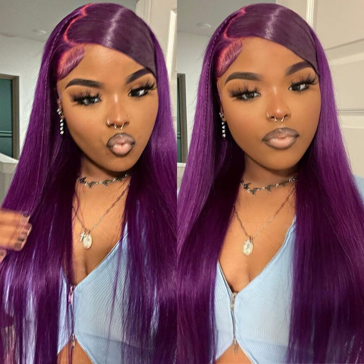 Colorful Straight Lace Frontal Transaparent Wigs Transparent HD Lace Wigs Pre-plucked with Baby Hair