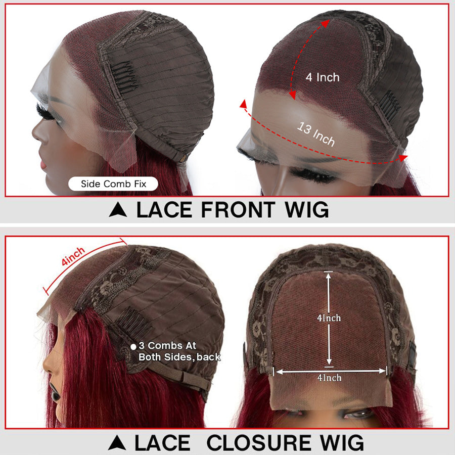 Burgundy Human Hair Wig With Natural Hairline 99J Straight Human Hair Wigs HD Transparent 13x4 Lace Front Wig With Baby Hair-Amanda Hair