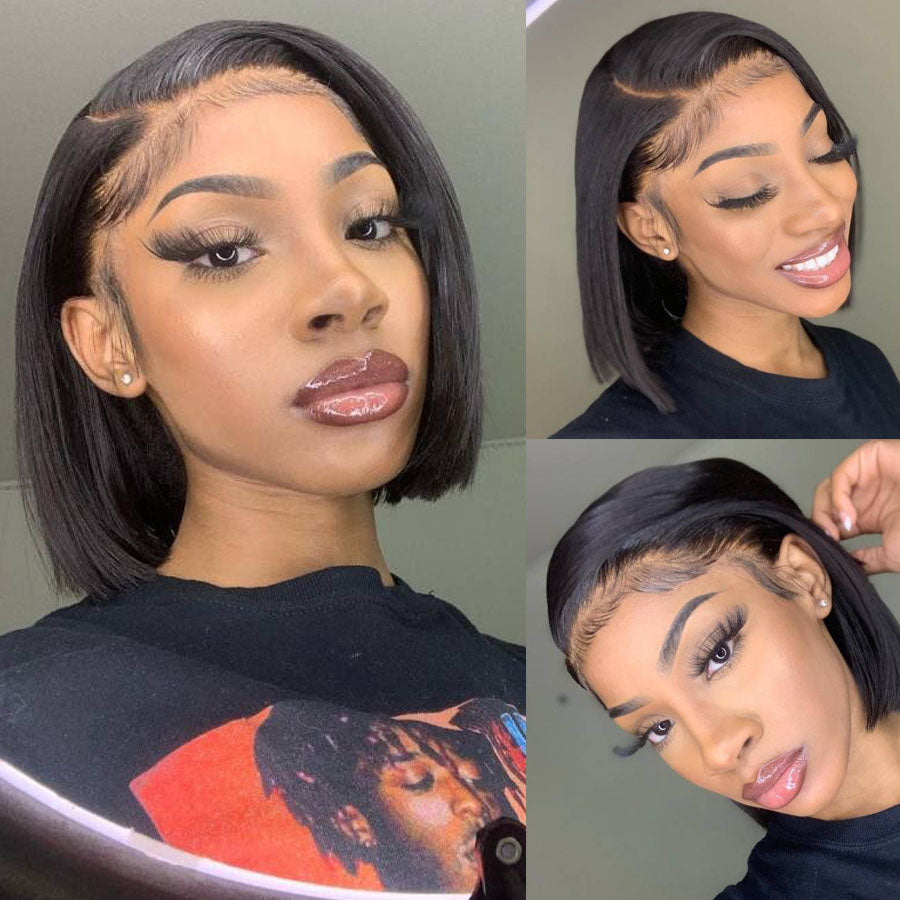 Short Straight Hair Bob Wig 13*4/4*4 Human Hair Lace Front Bob Wigs-Amanda Hair