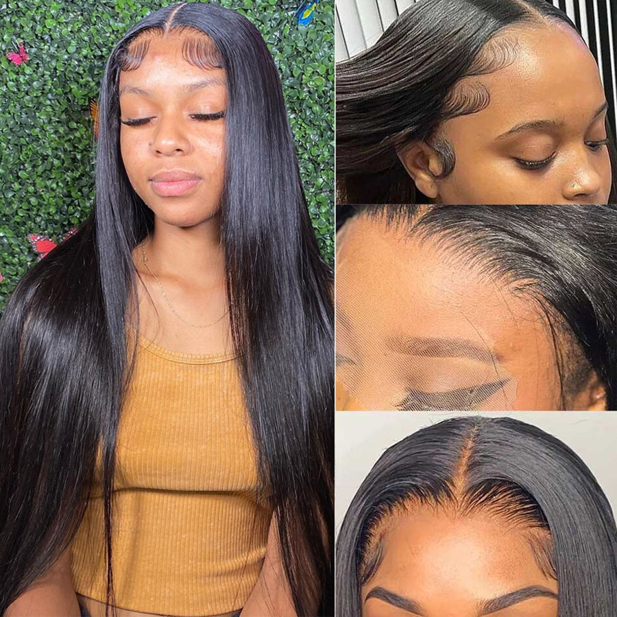 Amanda Hair Hot Straight Pre Plucked Hairline 4x4 Medium Lace Closure 100% Human Hair Wig