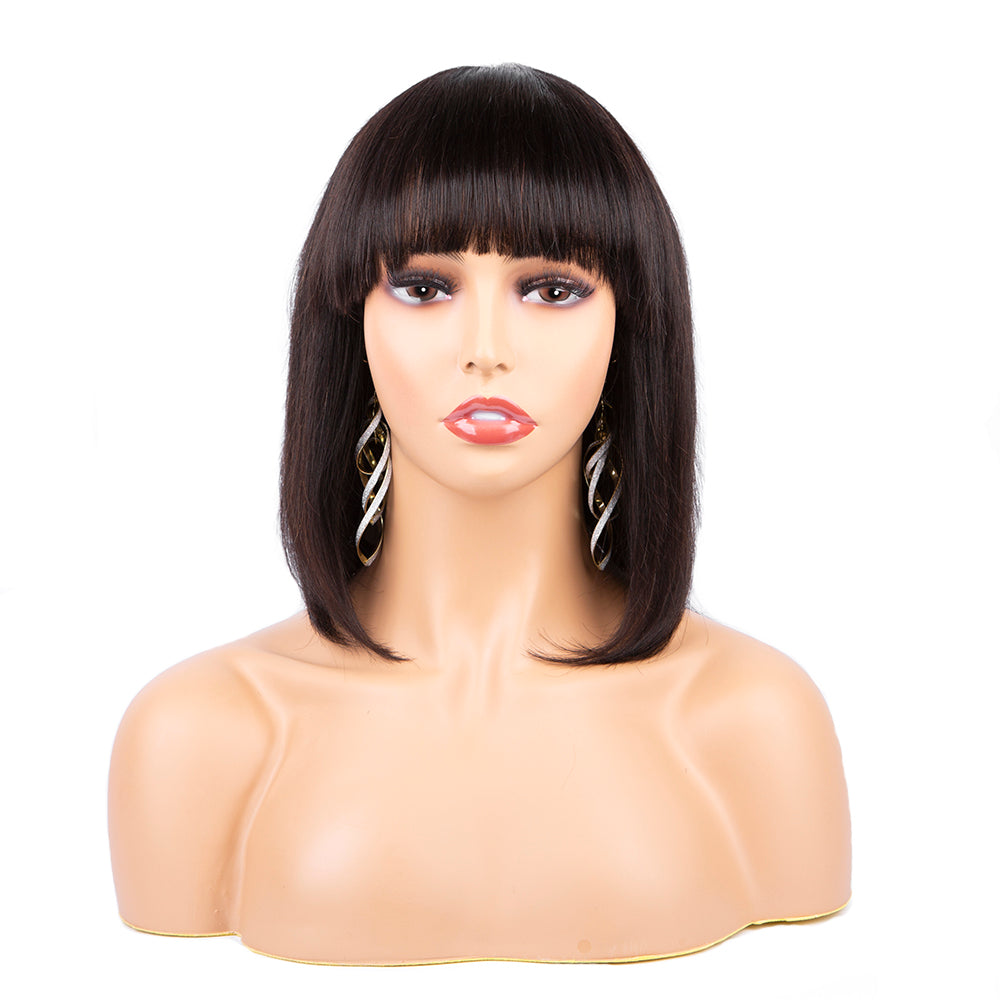 Wear And Go Long Curtain Bangs Straight Hair Wig-Amanda Hair