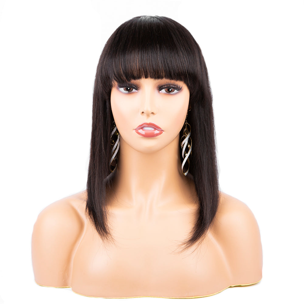 Wear And Go Long Curtain Bangs Straight Hair Wig-Amanda Hair