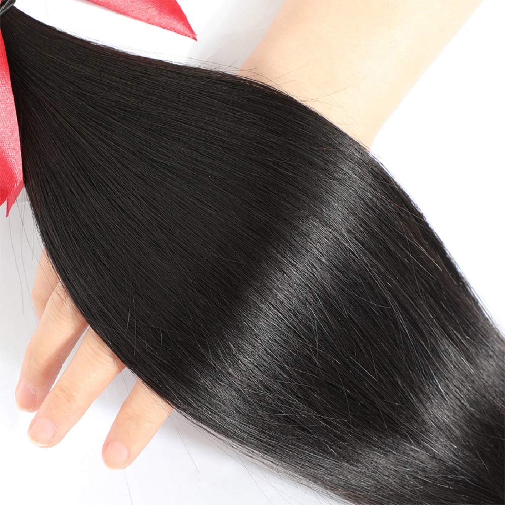 Amanda Malaysian Straight Hair 3 Bundles With 4*4 Lace Closure 9A Grade 100% Unprocessed Human Hair No Tangles