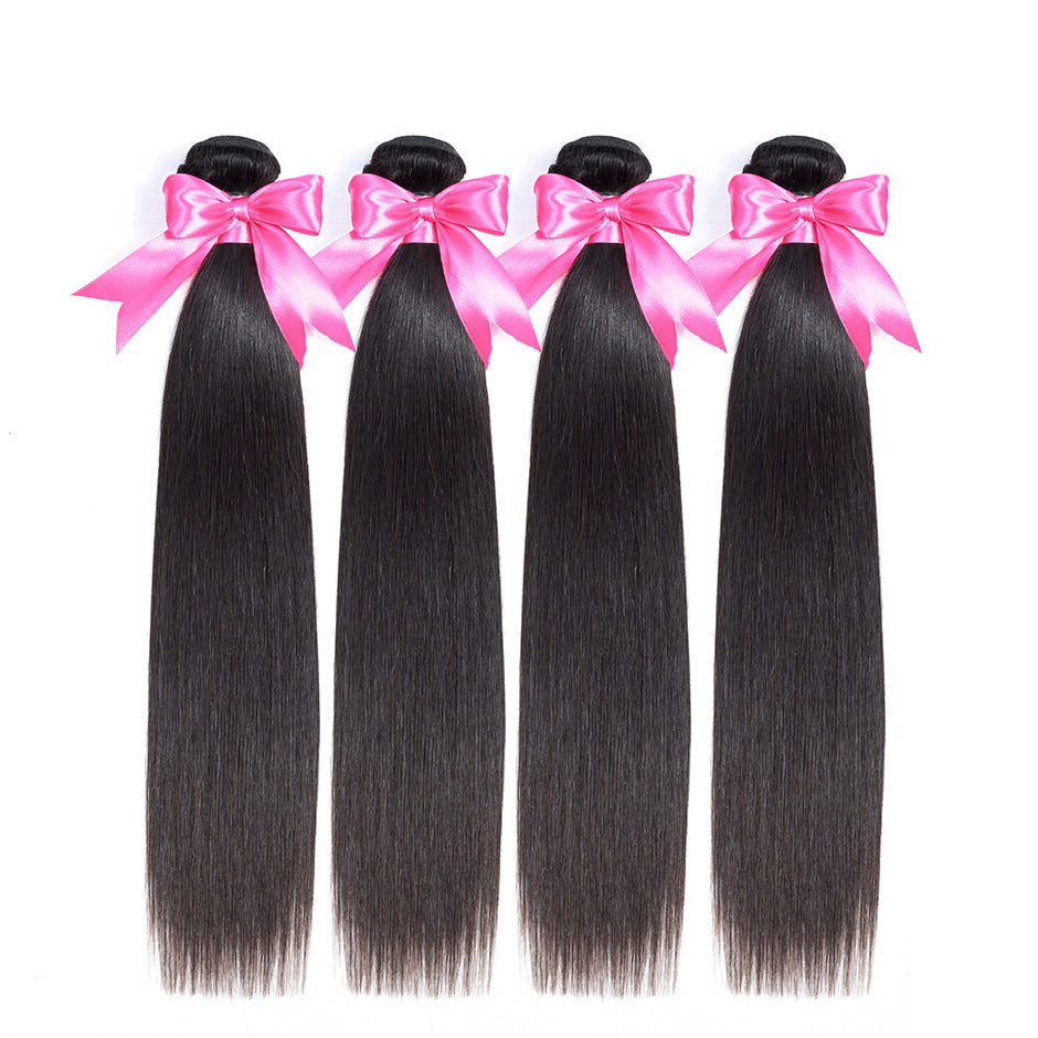 Brazilian Straight Hair 4 Bundles With 13*4 Lace Frontal 10A Grade 100% Remy Human Hair Soft Shiny Wave Hair - Amanda Hair