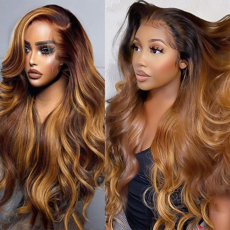 Ombre Medium Blonde Glueless Body Wave Clear Transparent Lace Front Colored Wigs 100% Human Hair For Women-Amanda Hair