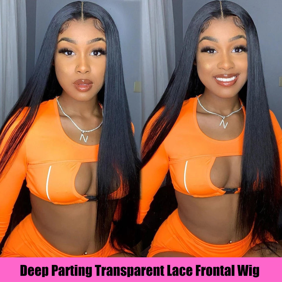 13*6 Transparent HD Lace Frontal Wigs Straight Hair Lace Front Wigs 180% Density-Amanda Hair