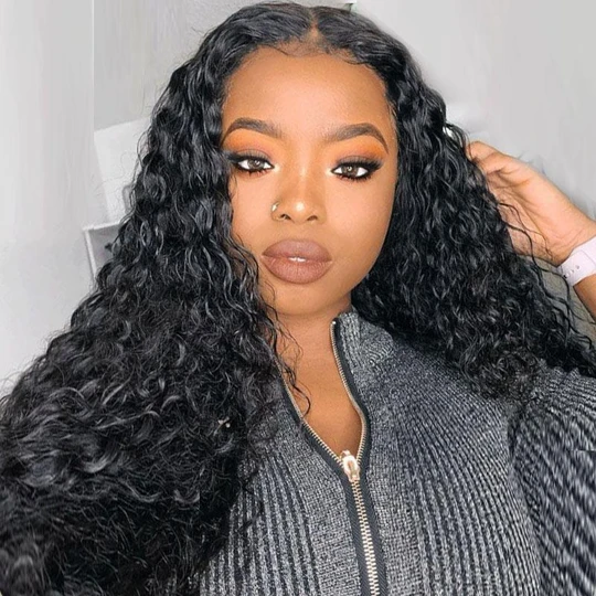 Water Wave Wig Human Hair 4*4 HD Lace Closure Wig Natural Color 180% Density-Amanda Hair