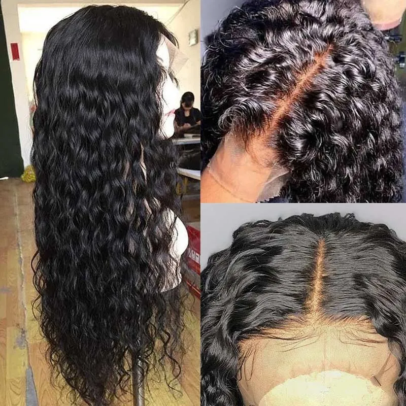 Water Wave Human Hair Full Lace Wigs Pre Plucked Hairline With Baby Hair-Amanda Hair