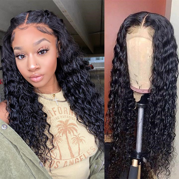 Long Water Wave Brazilian Hair 5 * 5 HD Lace Closure Transparent Wig-Amanda Hair