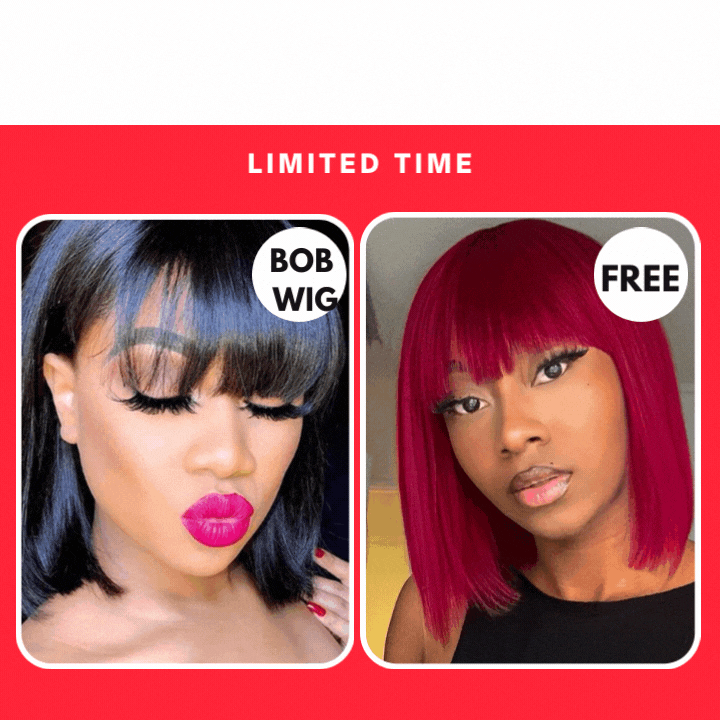 Flash Sale: Buy Straight Bob Wig With Bangs, Get 99j Same Length One For Free, Machine Made No Lace Wig